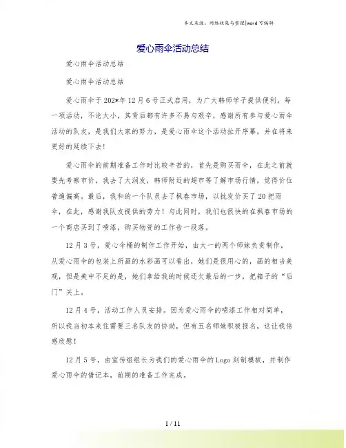爱心雨伞活动总结