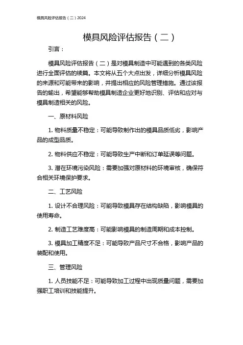 模具风险评估报告(二)2024