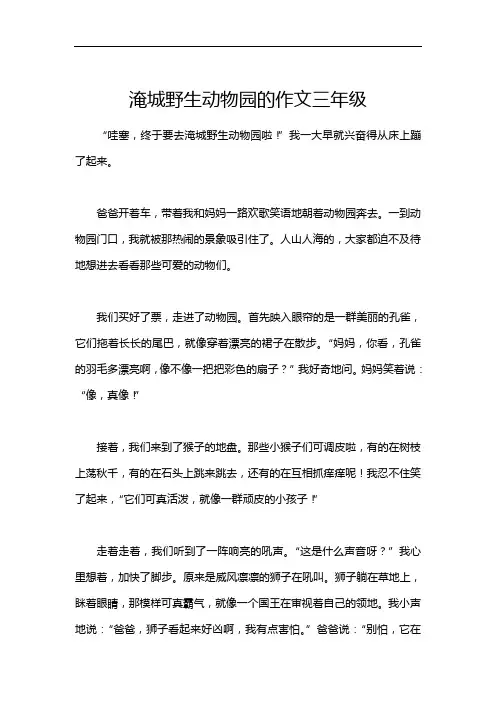 淹城野生动物园的作文三年级
