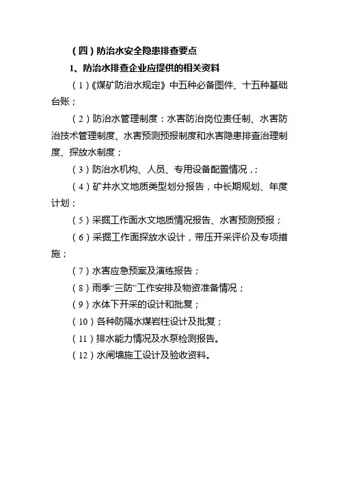 防治水安全隐患排查要点