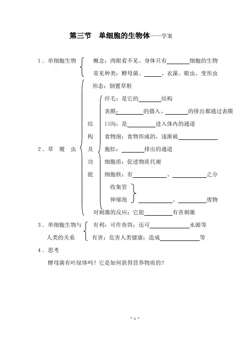 单细胞的生物体教案