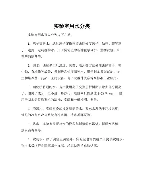 实验室用水分类