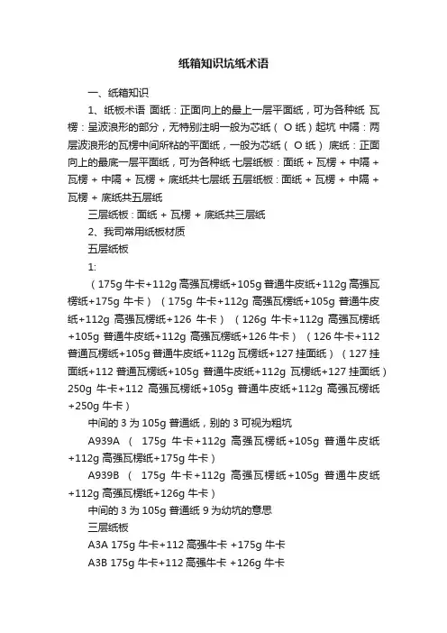纸箱知识坑纸术语