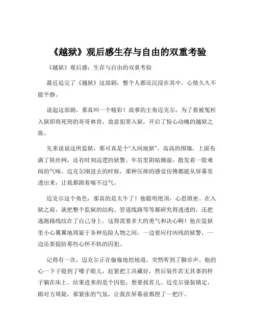 《越狱》观后感生存与自由的双重考验