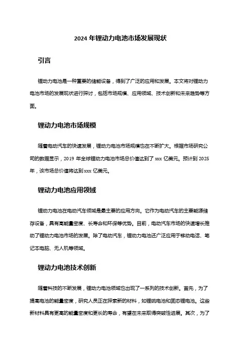 2024年锂动力电池市场发展现状