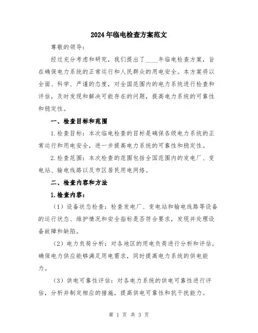2024年临电检查方案范文