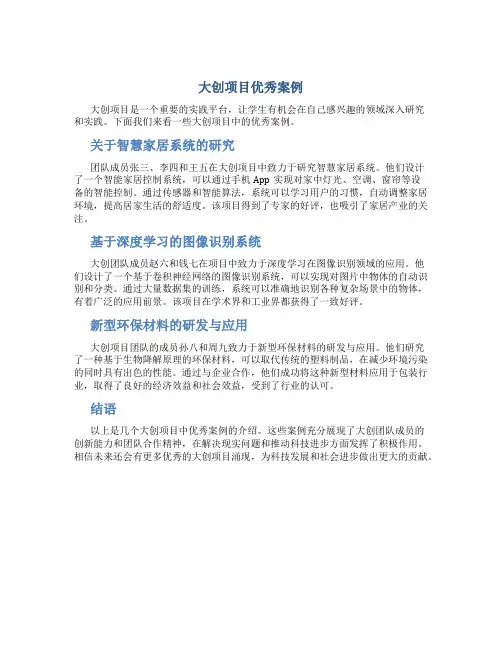 大创项目优秀案例
