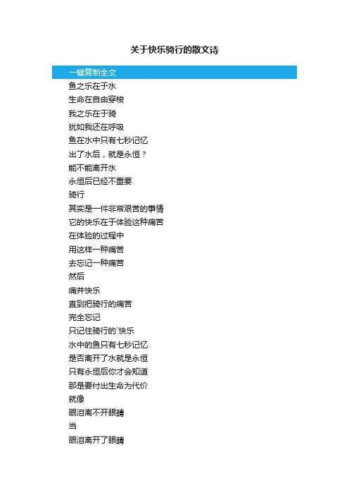 关于快乐骑行的散文诗