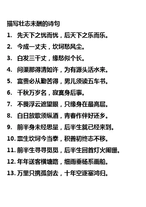 描写壮志未酬的诗句
