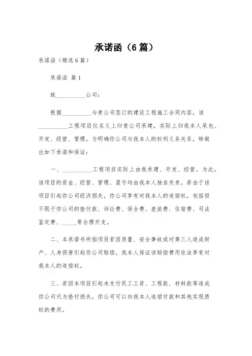 承诺函(6篇)