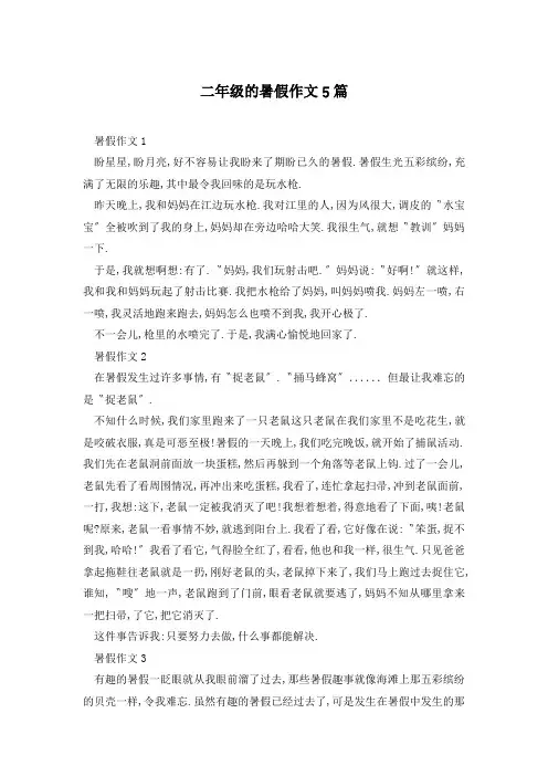 二年级的暑假作文5篇