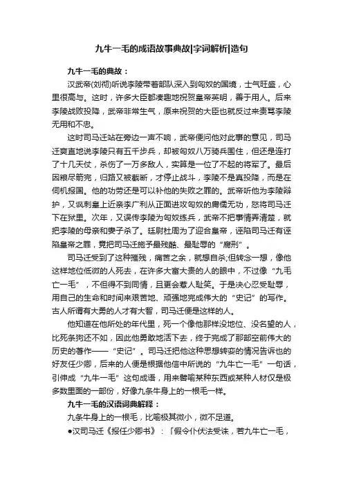 九牛一毛的成语故事典故字词解析造句