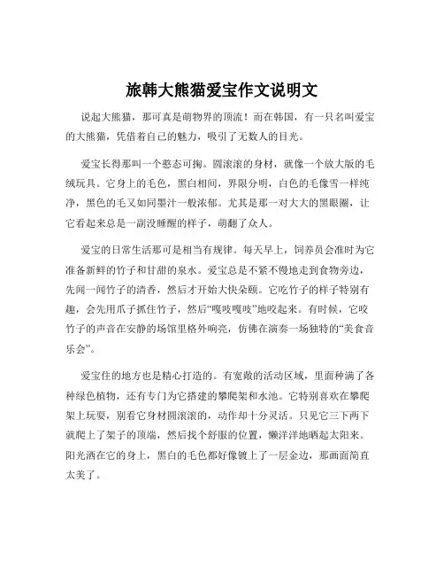旅韩大熊猫爱宝作文说明文