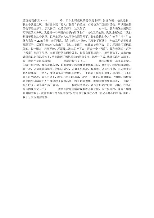 爱玩的我作文