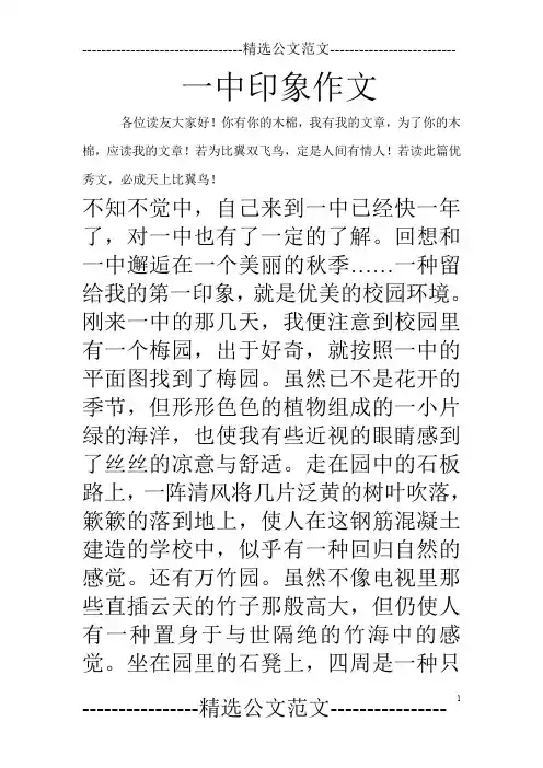 一中印象作文