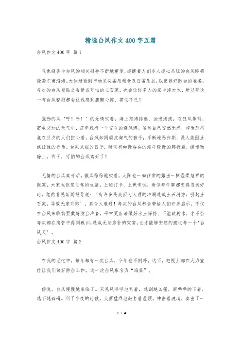 精选台风作文400字五篇