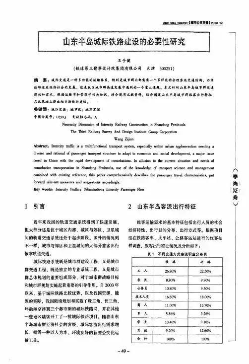 山东半岛城际铁路建设的必要性研究