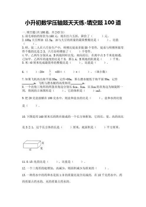 小升初数学压轴题天天练-填空题100道含答案(综合题)