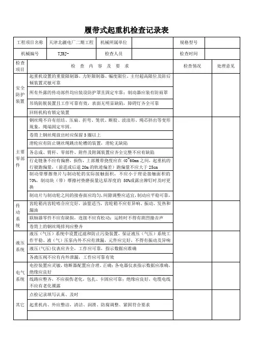 履带式起重机检查表(检查)