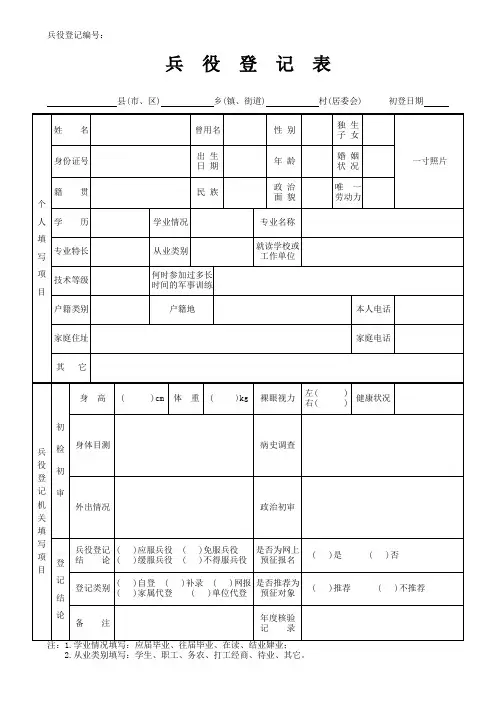 兵役登记表