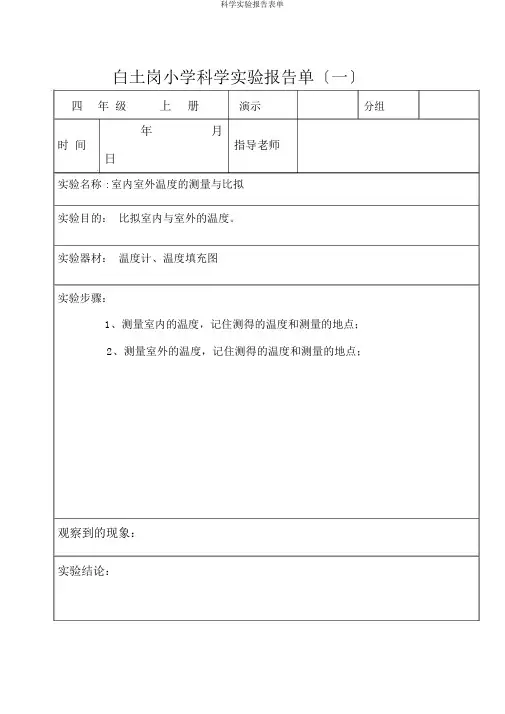 科学实验报告表单
