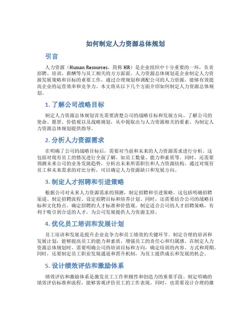 如何制定人力资源总体规划