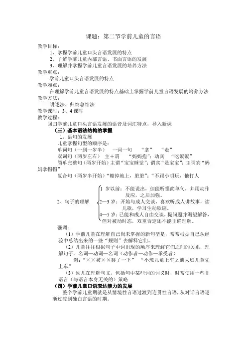 第六章学前儿童的言语和思维