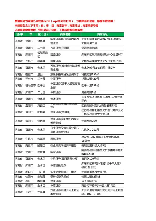 2020新版河南省证券工商企业公司商家名录名单黄页联系电话号码地址大全421家