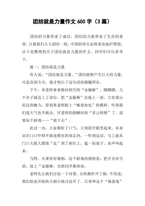 团结就是力量作文600字(3篇)