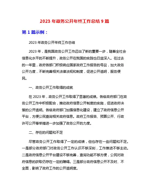 2023年政务公开年终工作总结9篇