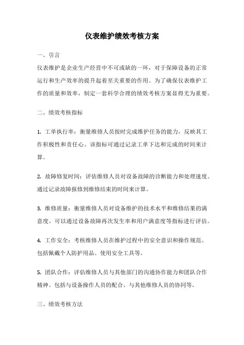 仪表维护绩效考核方案