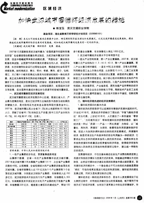 加快武汉城市圈循环经济发展的措施