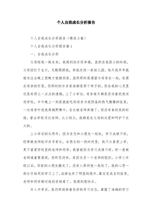 个人自我成长分析报告