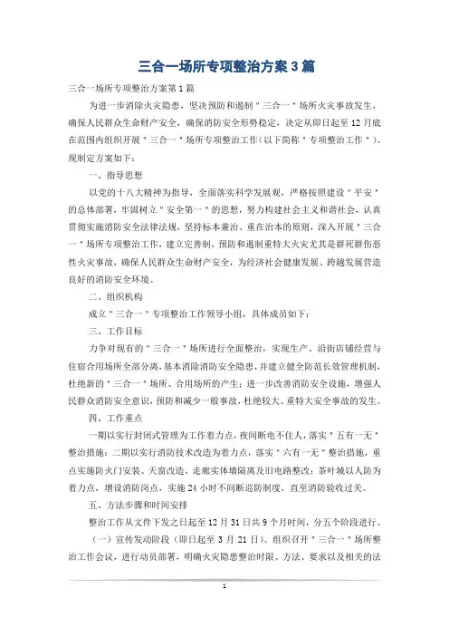 三合一场所专项整治方案3篇