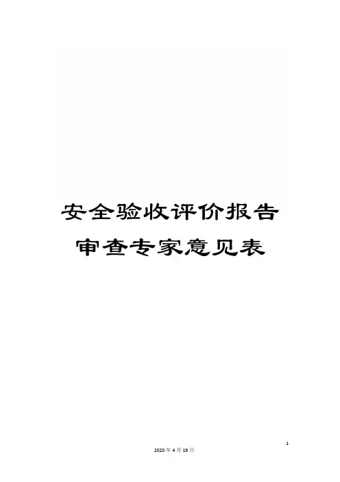 安全验收评价报告审查专家意见表范文