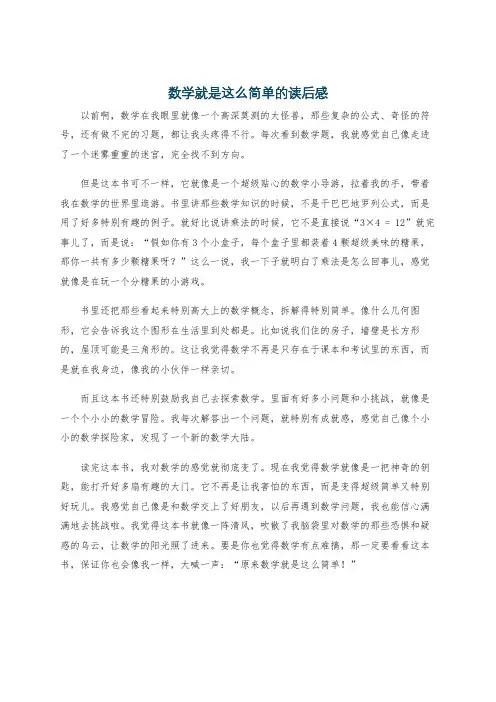 数学就是这么简单的读后感