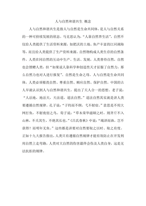 人与自然和谐共生 概念