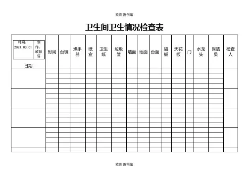 保洁检查表(卫生间)之欧阳语创编