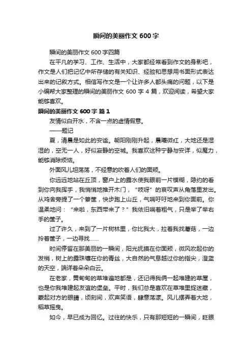 瞬间的美丽作文600字