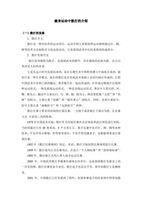 健身运动中散打的介绍