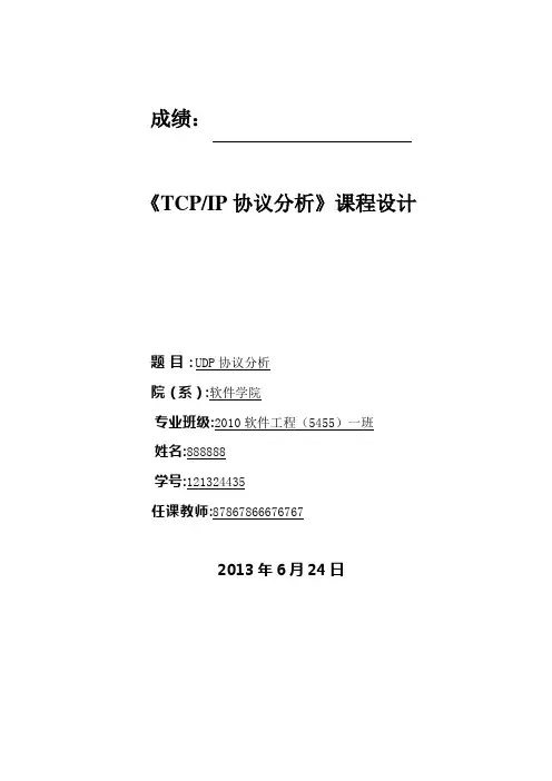 《TCPIP协议分析》课程设计