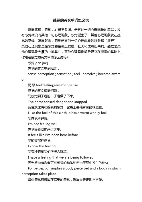 感觉的英文单词怎么说