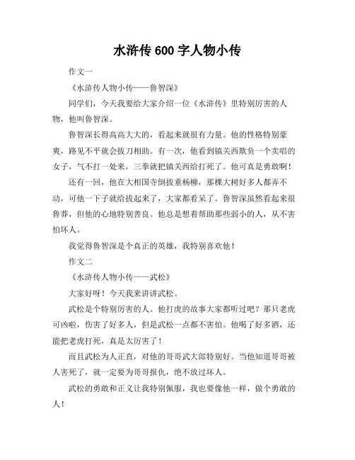 水浒传600字人物小传