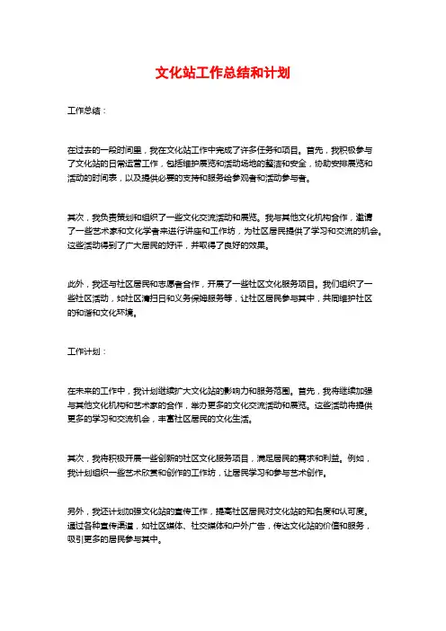 文化站工作总结和计划