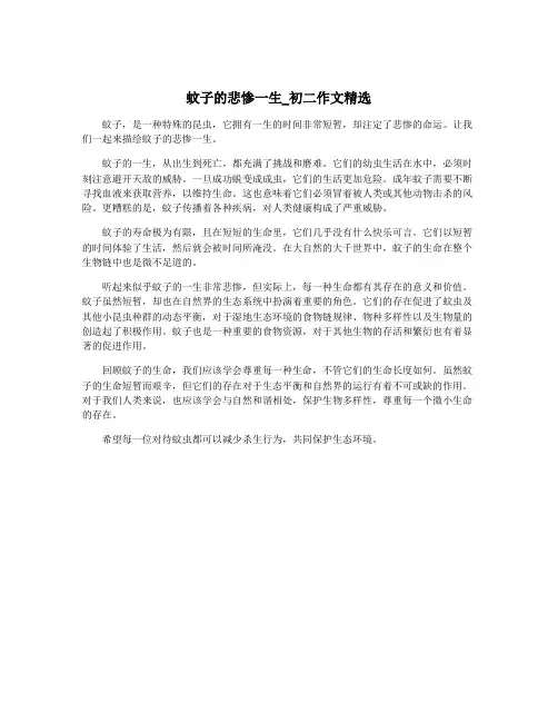 蚊子的悲惨一生_初二作文精选