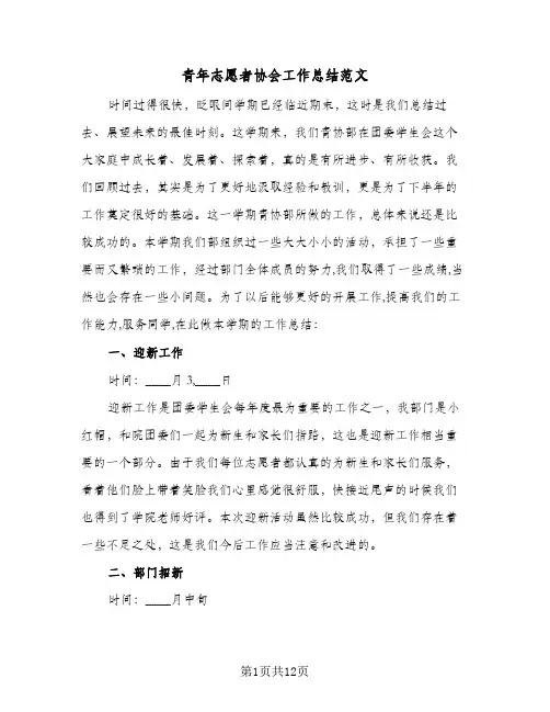 青年志愿者协会工作总结范文(4篇)