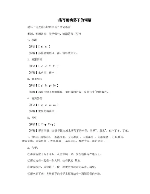 描写雨滴落下的词语
