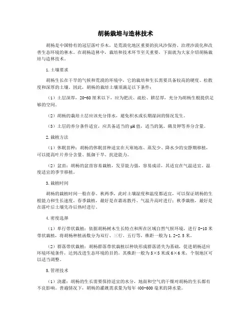 胡杨栽培与造林技术