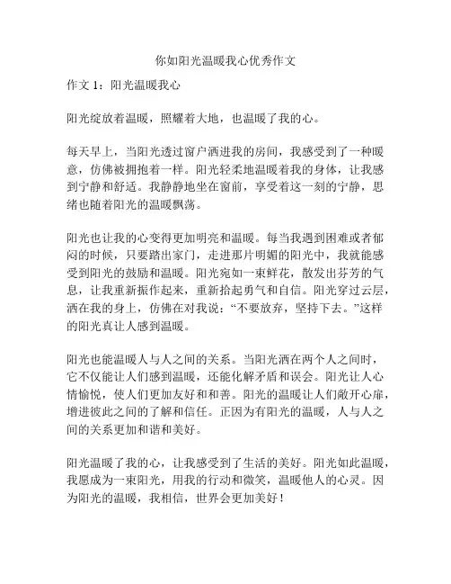 你如阳光温暖我心优秀作文