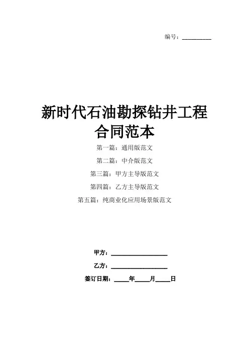 新时代石油勘探钻井工程合同范本